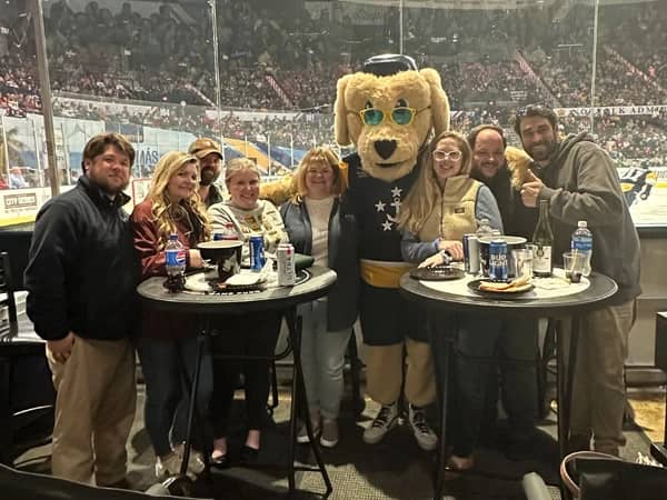 Hook Law rinkside at a Norfolk Admirals game